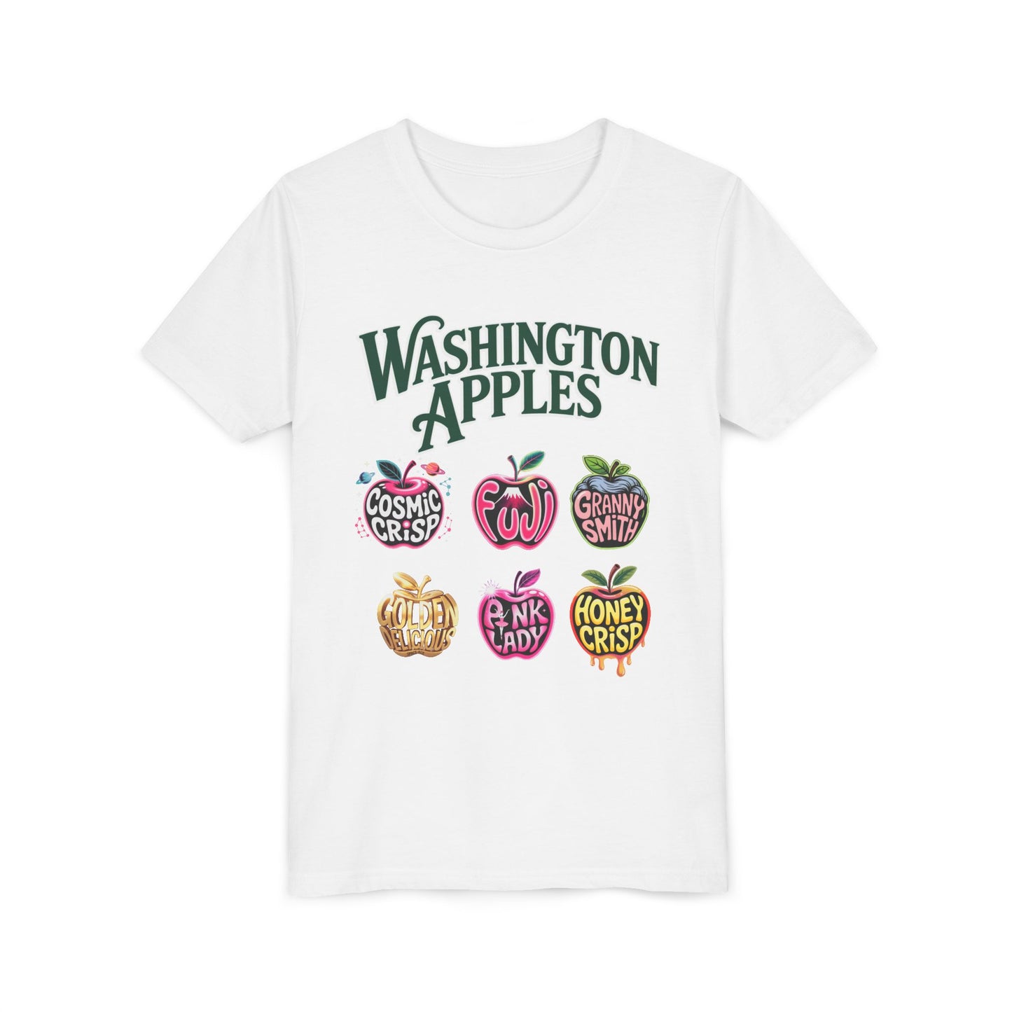 Washington Apples Youth Tee, Fun Fruit Shirt, Gift for Kids, Summer Wear, Apple Lover Apparel