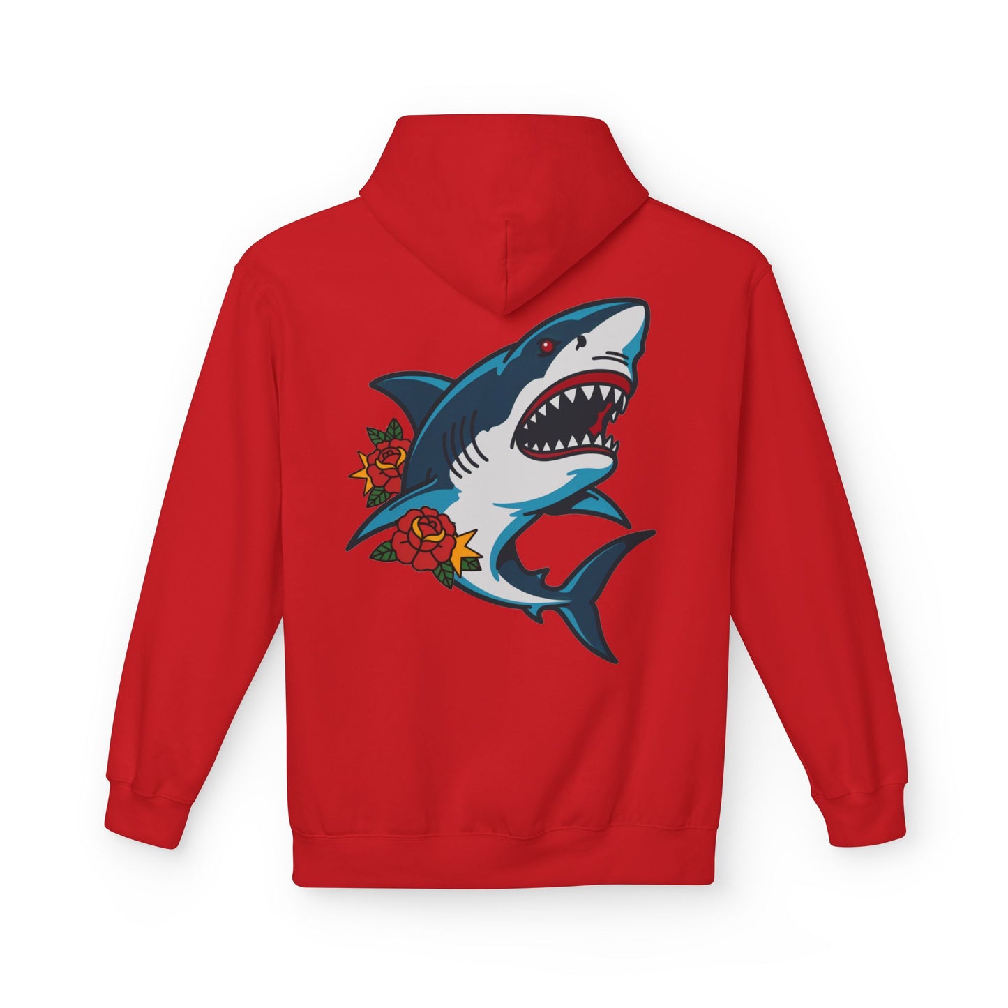 Shark Tattoo Hoodie — Vintage Floral Great White Sweatshirt