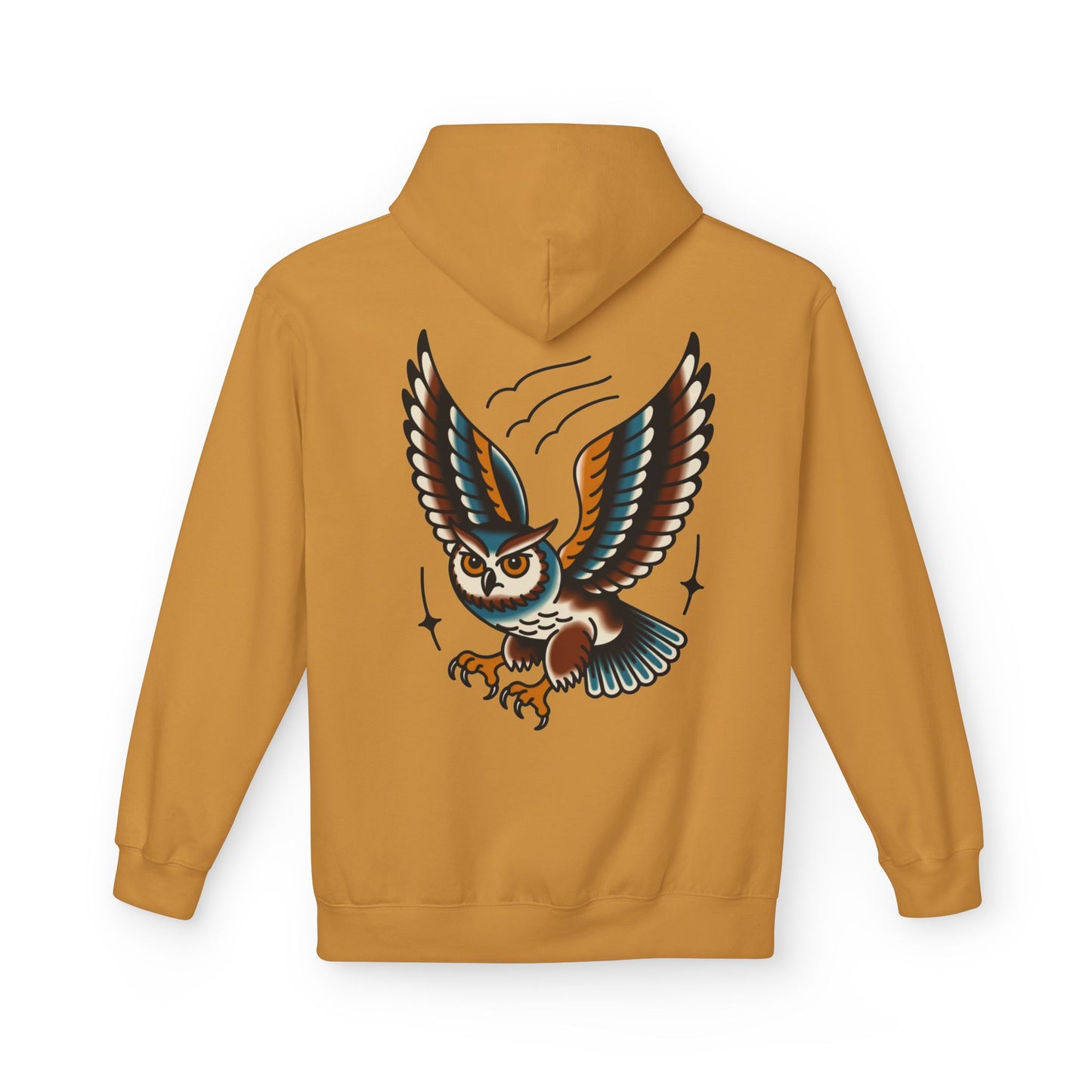 Owl Tattoo Hoodie — Vintage Flying Owl Graphic Pullover