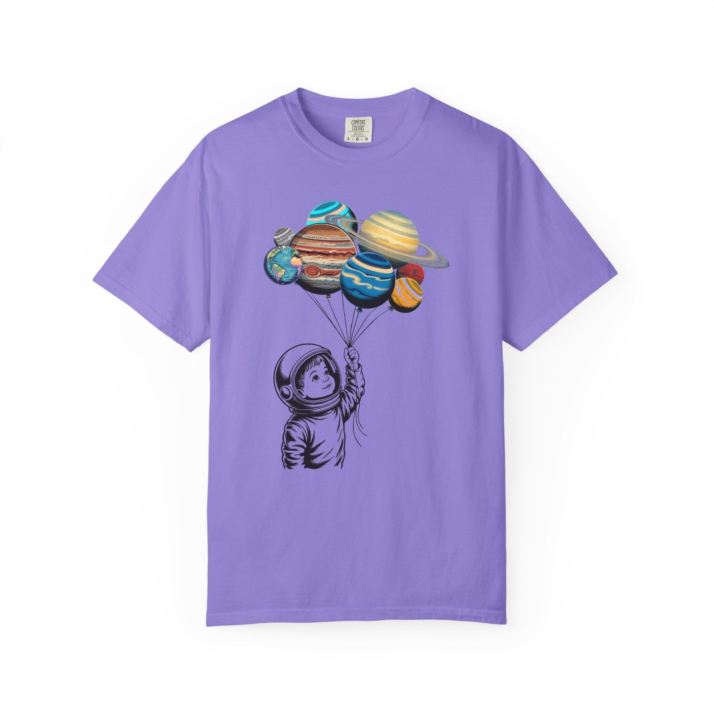 Space Balloon Unisex T-shirt, Astronaut Tee, Gift for Space Lovers, Fun Casual Style, Planetary Design, Space-Themed Apparel