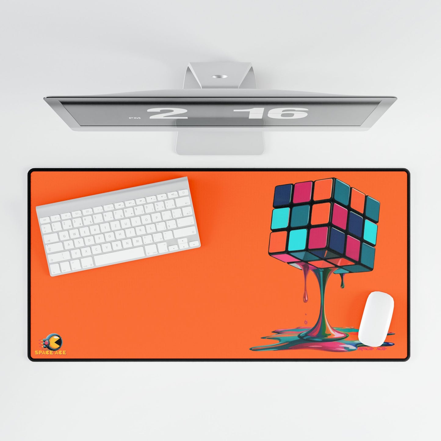 Melting Rubik Cube Desk Mat - Orange Gaming Desk Pad