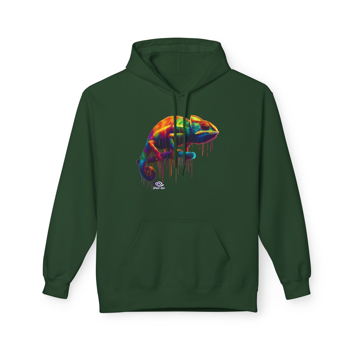 Benchmark Chameleon Hoodie — Colorful Reptile Art