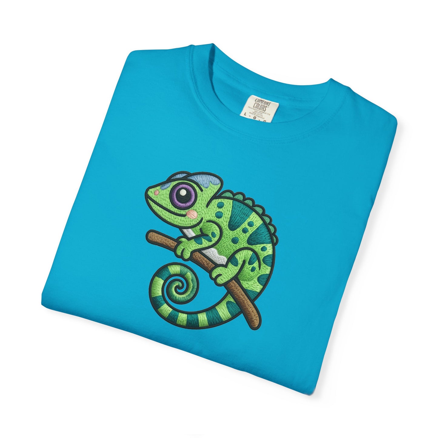 Embroidery Illusion Chameleon Graphic T-Shirt