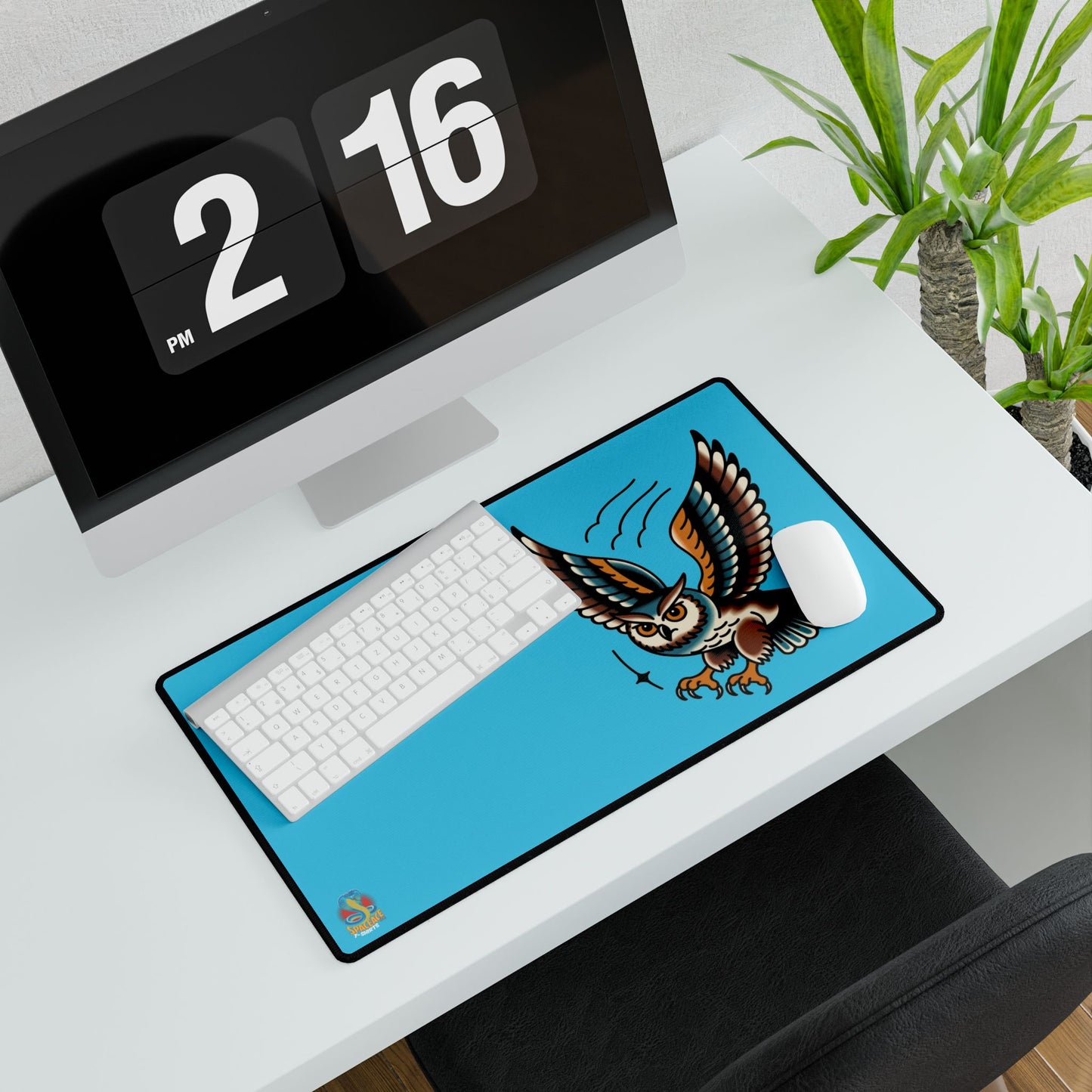 American Traditional Owl Brown Desk Mat Gaming Mouse Pad