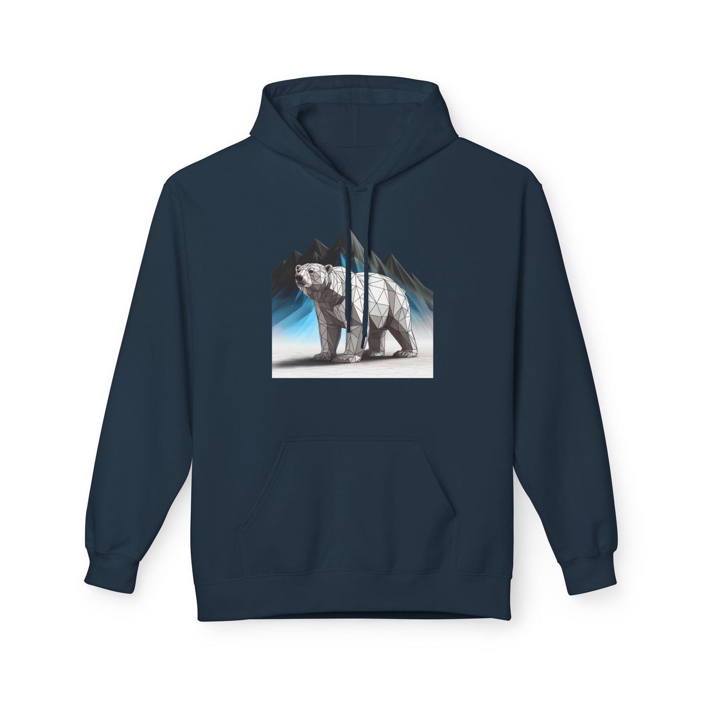 Geometric Polar Bear Hoodie — Mountain Arctic Graphic Sweatshirt