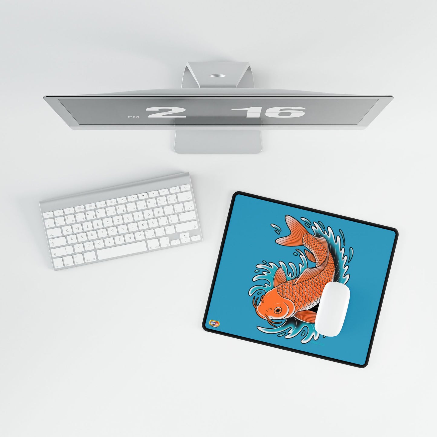 Koi Wave Desk Mat Blue Gaming Mouse Pad