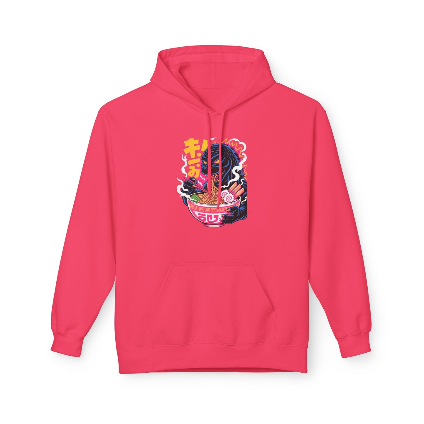 Kaiju Ramen Lover Hoodie — Neon Godzilla Eating Ramen Streetwear