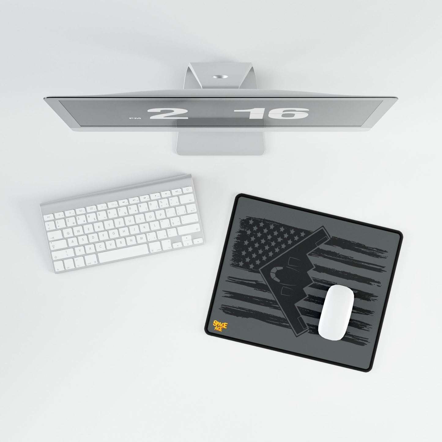 Stealth Bomber American Flag Desk Mat - Military Aviation Mouse Pad