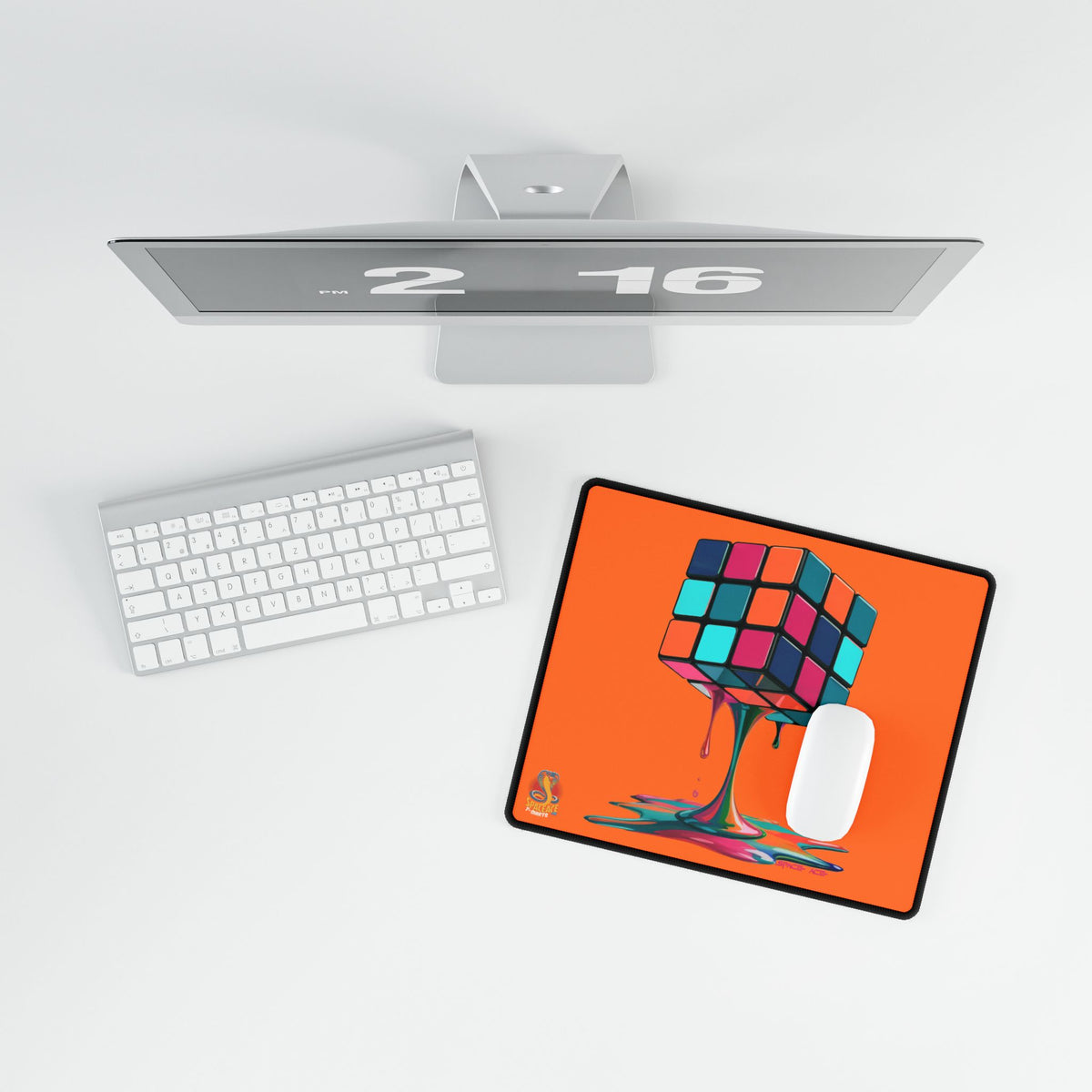 Melting Rubik Cube Desk Mat - Orange Gaming Desk Pad