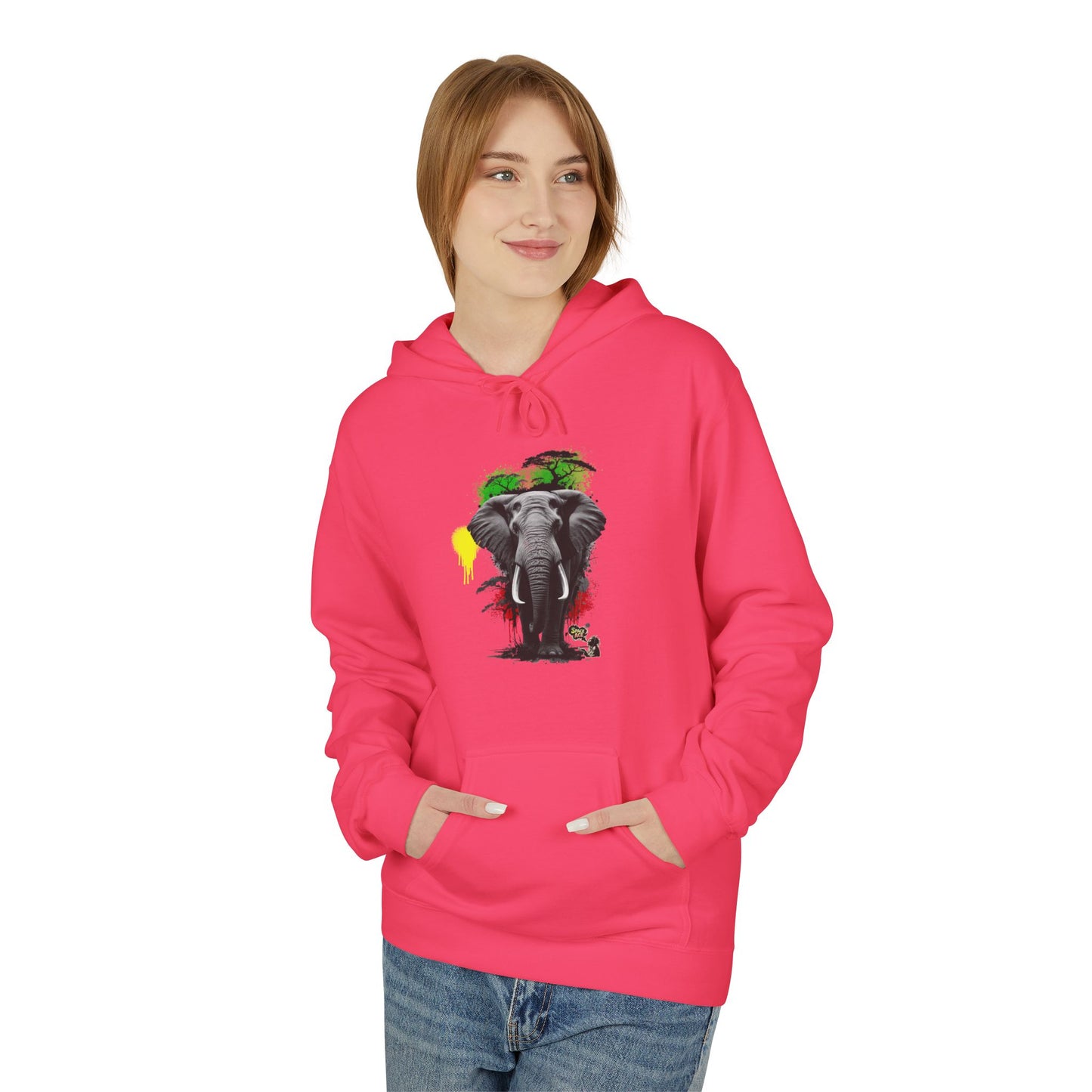 Elephant Paint Splash Hoodie — African Elephant Art Pullover