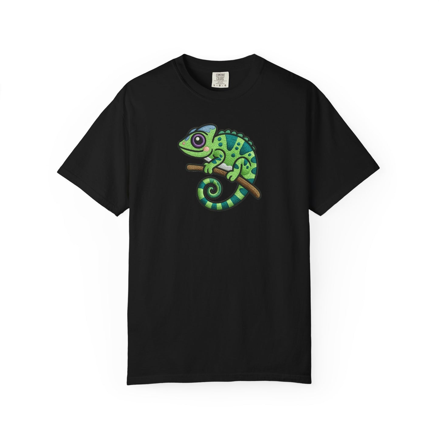 Embroidery Illusion Chameleon Graphic T-Shirt