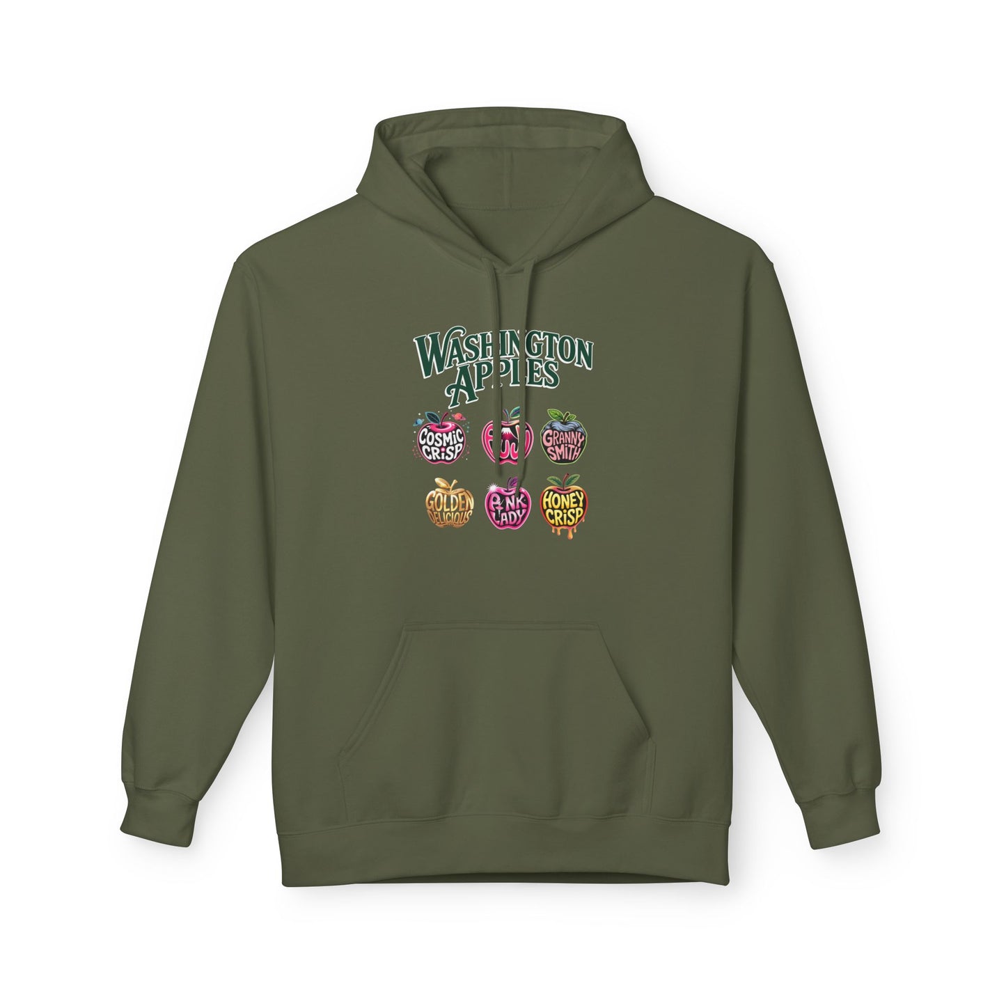 Washington Apples Hoodie — Graphic Apple Variety Sweatshirt (Cosmic Crisp, Fuji, Granny Smith, Pink Lady, Honeycrisp)