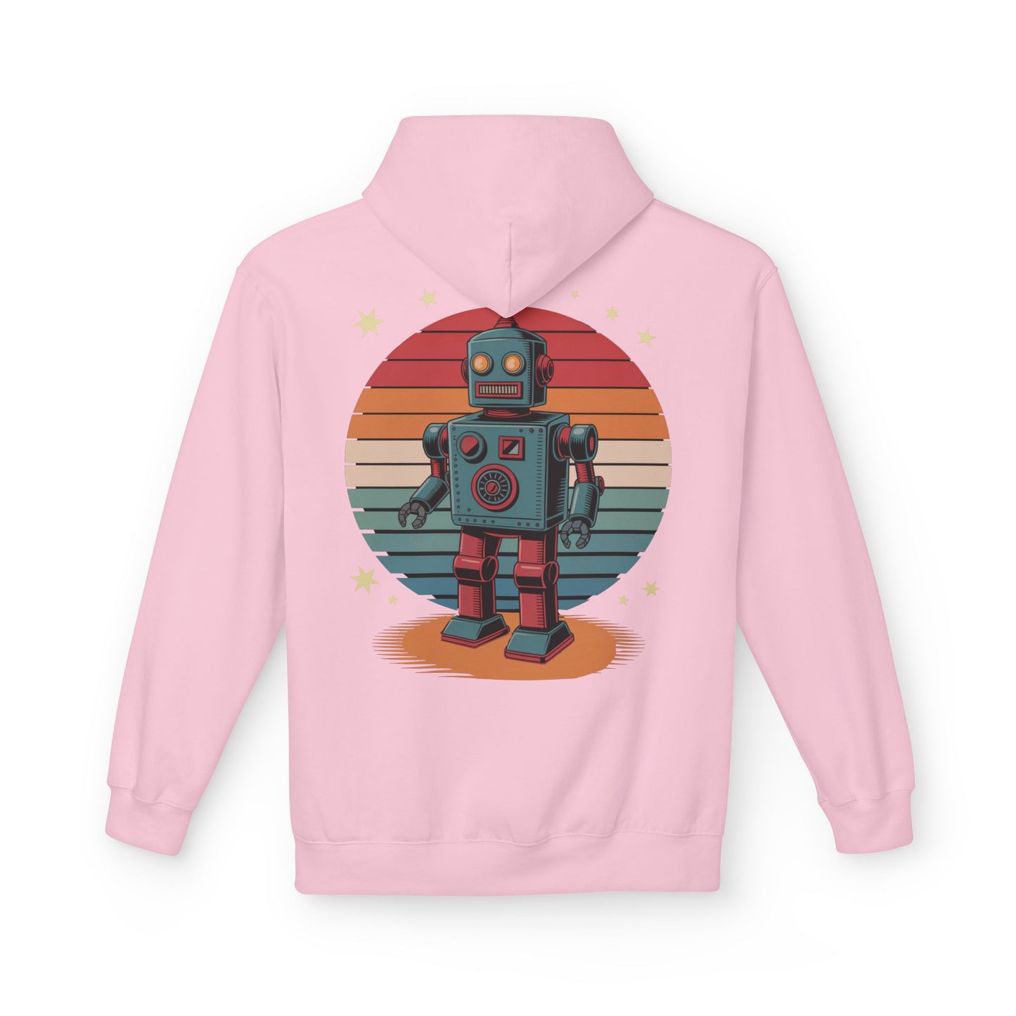 Retro Robot Hoodie – Vintage Sunset Space Toy Graphic