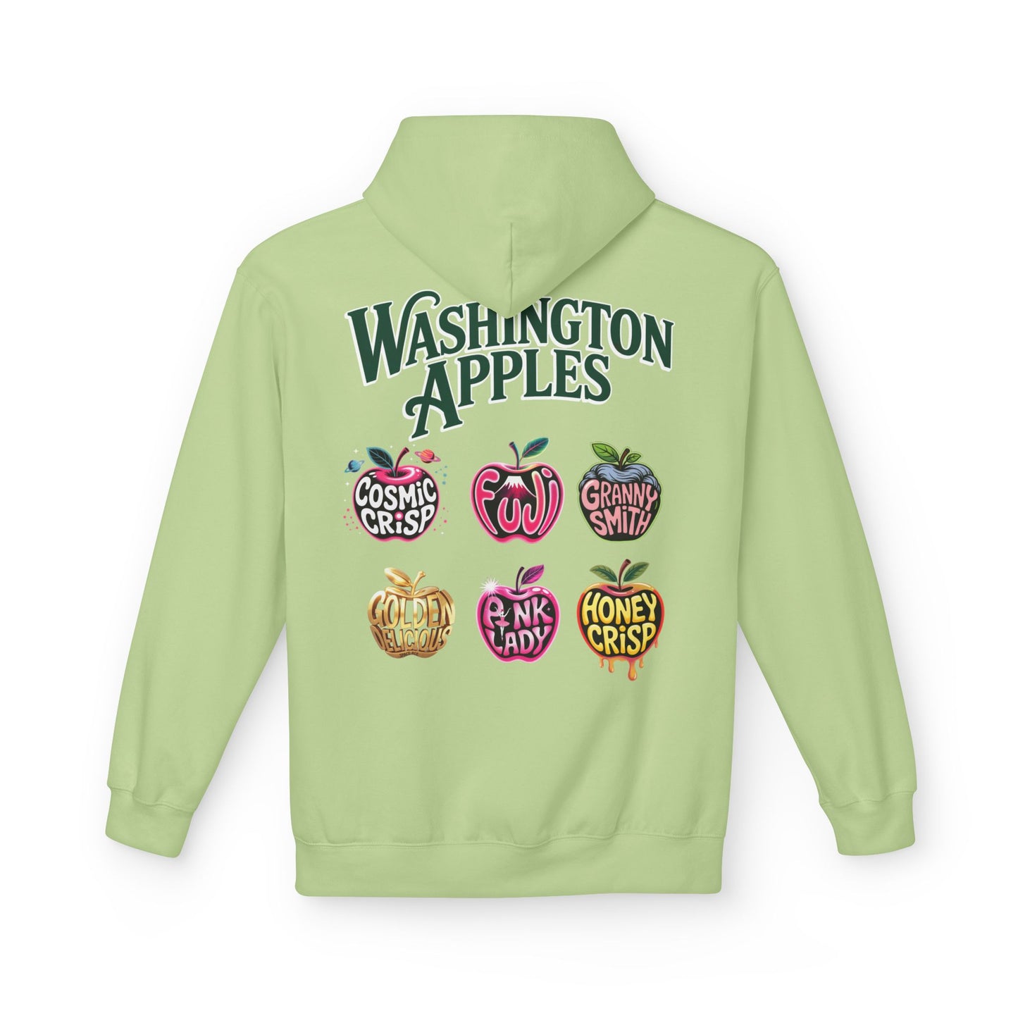Washington Apples Hoodie — Graphic Apple Variety Sweatshirt (Cosmic Crisp, Fuji, Granny Smith, Pink Lady, Honeycrisp)