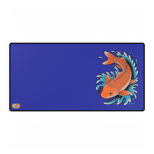 Koi Wave Desk Mat Blue Gaming Mouse Pad