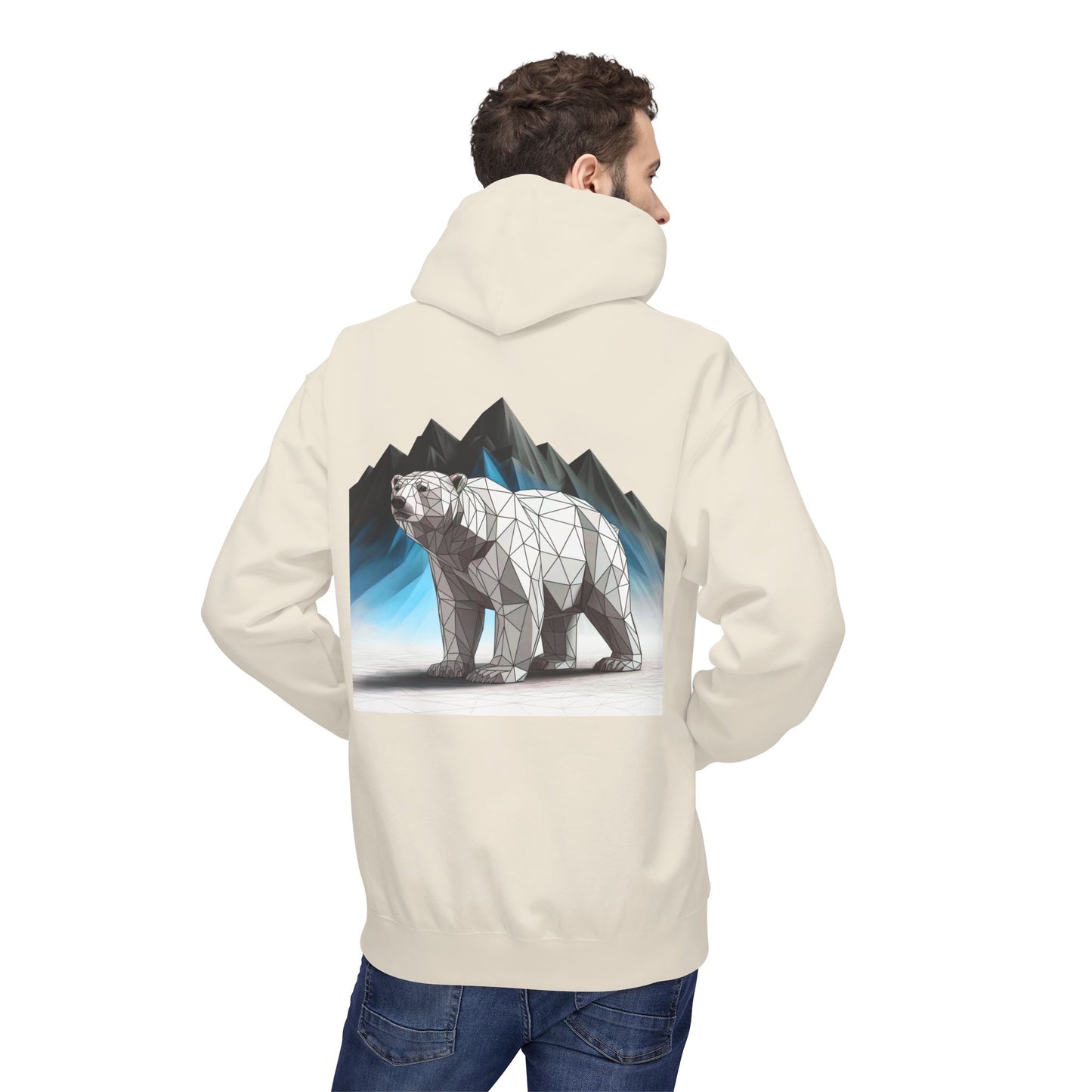 Geometric Polar Bear Hoodie — Mountain Arctic Graphic Sweatshirt