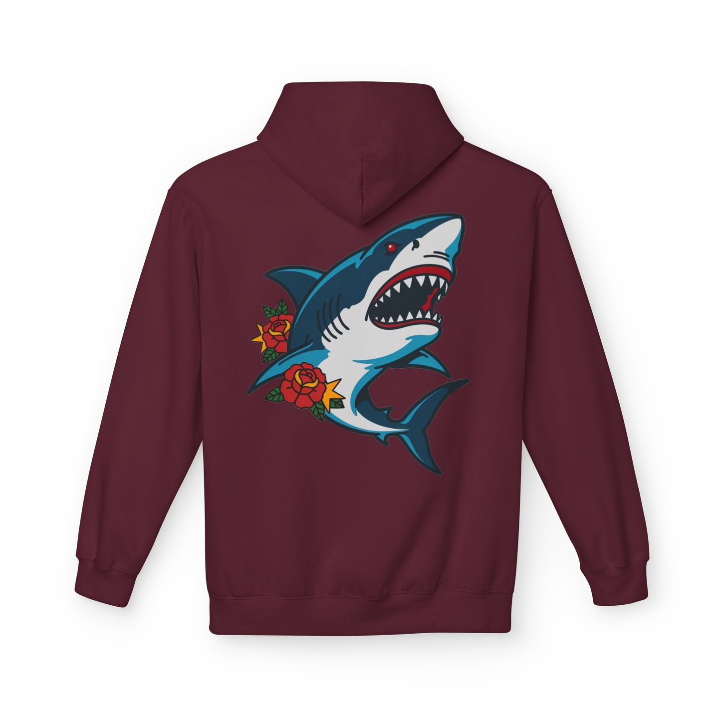 Shark Tattoo Hoodie — Vintage Floral Great White Sweatshirt
