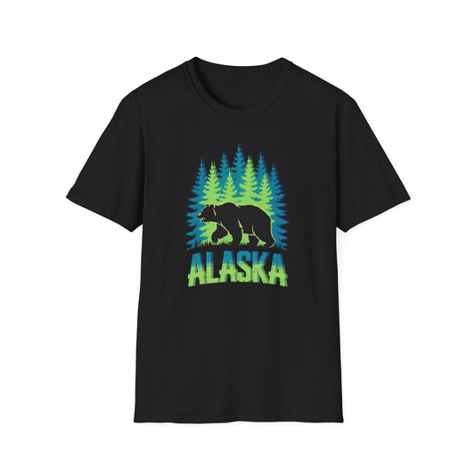 Alaska Bear T-Shirt, Nature Lover's Tee, Unisex Softstyle Shirt for Outdoor Adventures, Gift for Hikers, Wildlife Enthusiasts