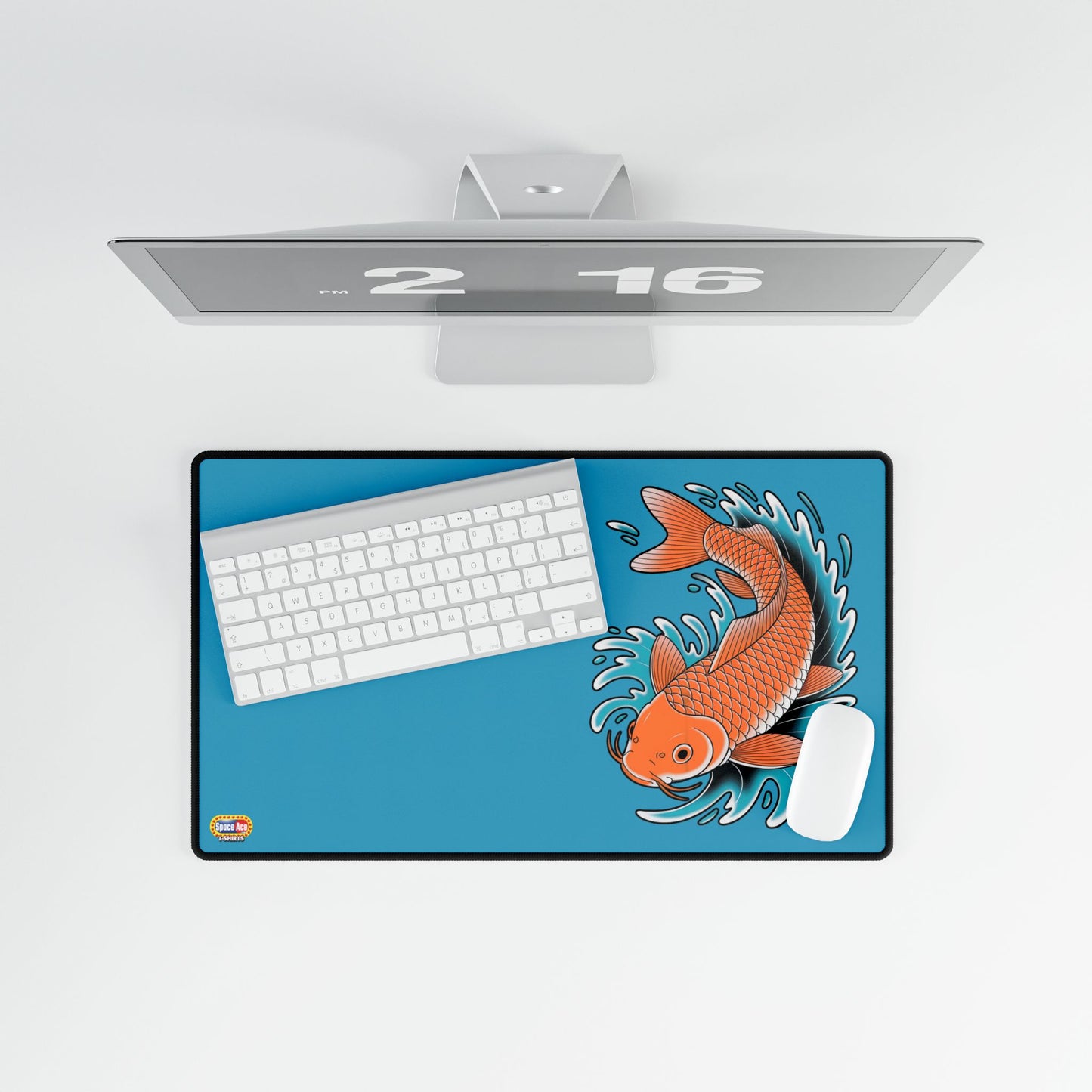 Koi Wave Desk Mat Blue Gaming Mouse Pad