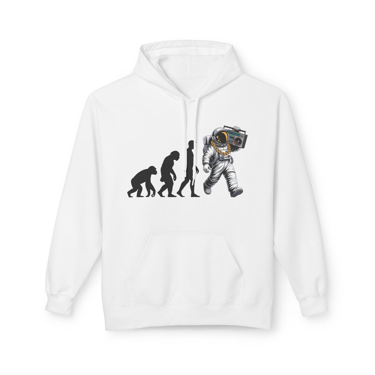 Astronaut Evolution Hoodie – Retro Space Explorer Graphic Hoodie