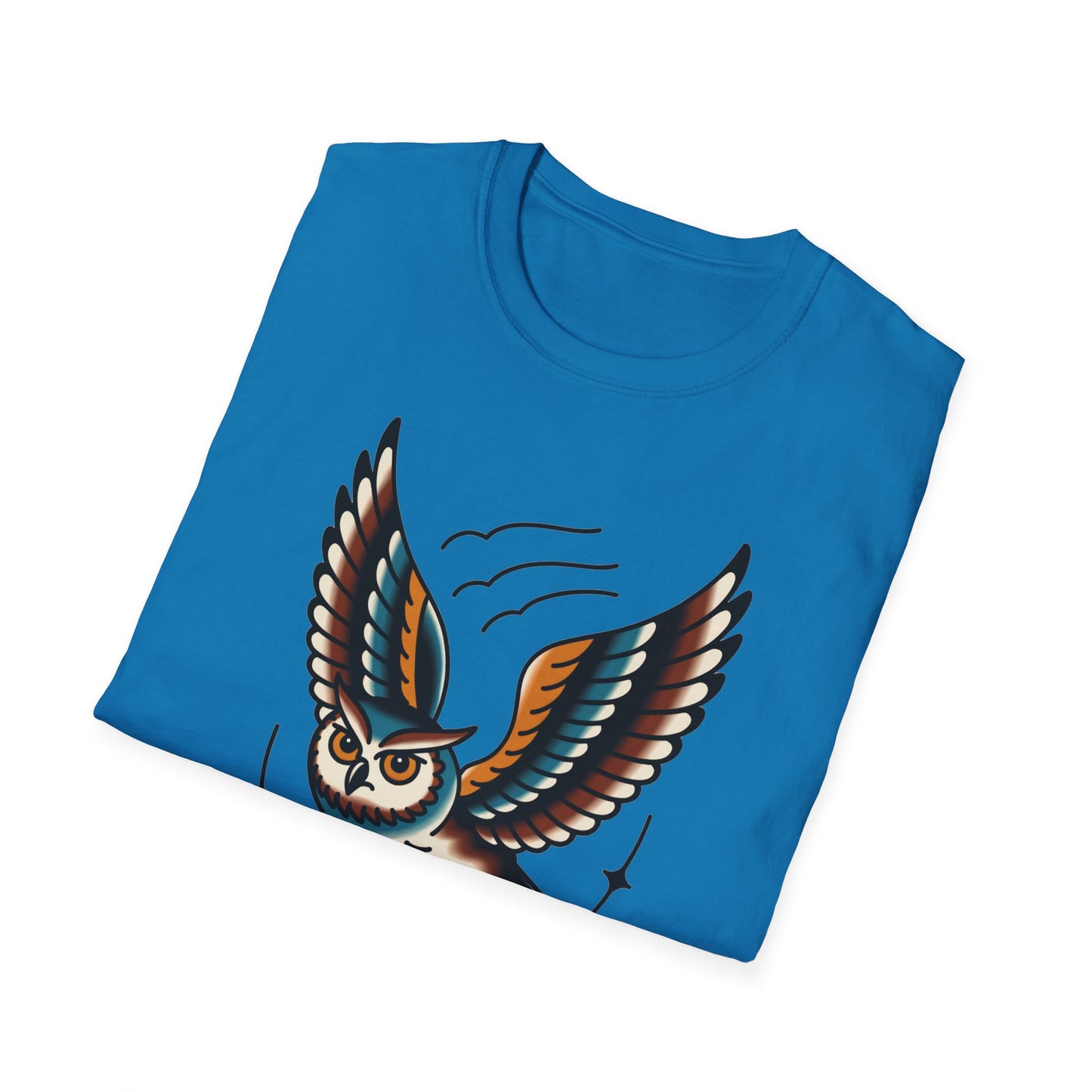 Vintage Owl Illustration T-Shirt - Flying Owl Tattoo Design