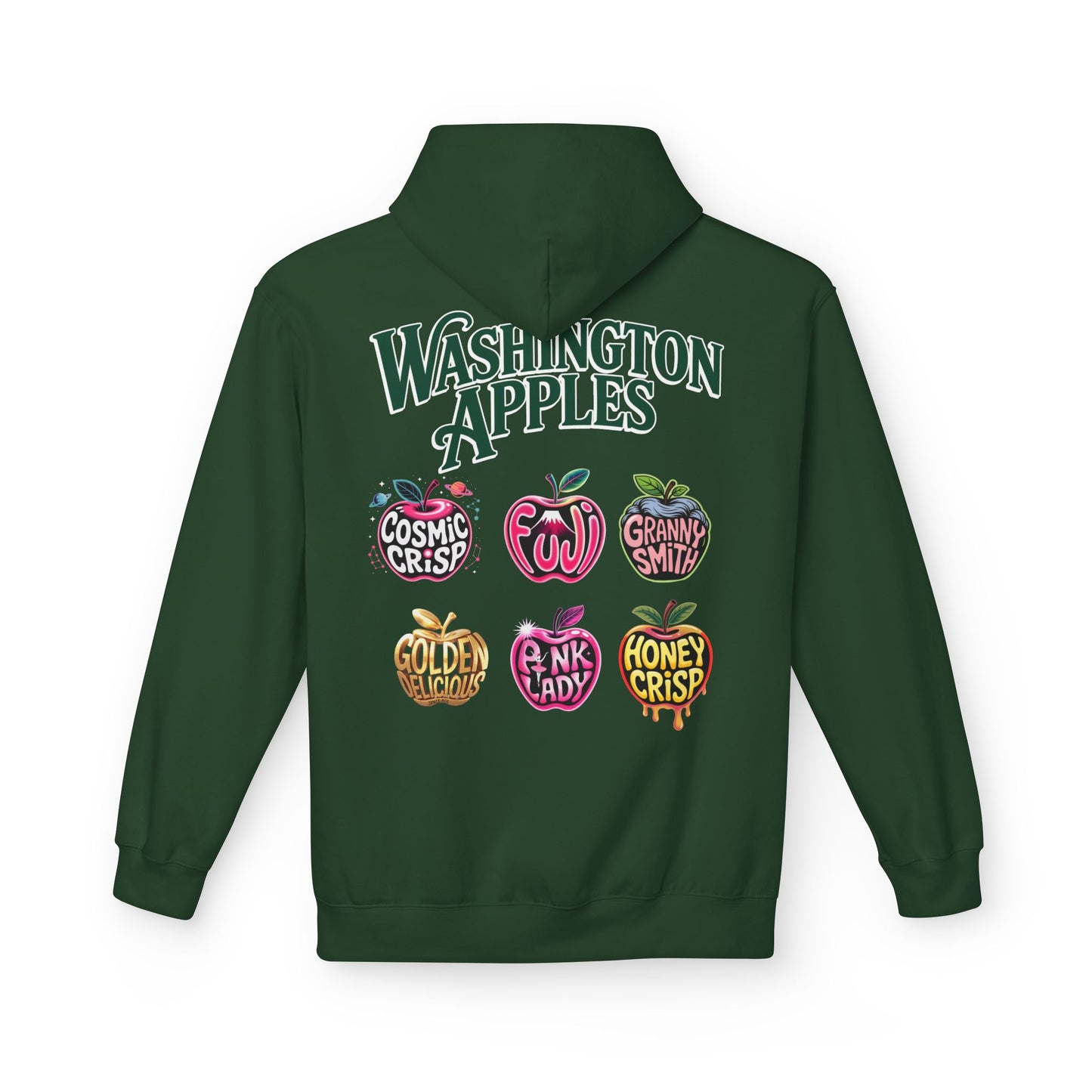 Washington Apples Hoodie — Graphic Apple Variety Sweatshirt (Cosmic Crisp, Fuji, Granny Smith, Pink Lady, Honeycrisp)