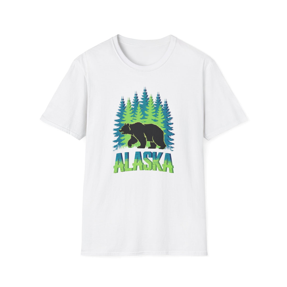 Alaska Bear T-Shirt, Nature Lover's Tee, Unisex Softstyle Shirt for Outdoor Adventures, Gift for Hikers, Wildlife Enthusiasts