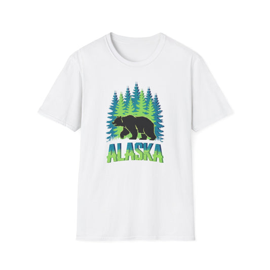 Alaska Bear T-Shirt, Nature Lover's Tee, Unisex Softstyle Shirt for Outdoor Adventures, Gift for Hikers, Wildlife Enthusiasts