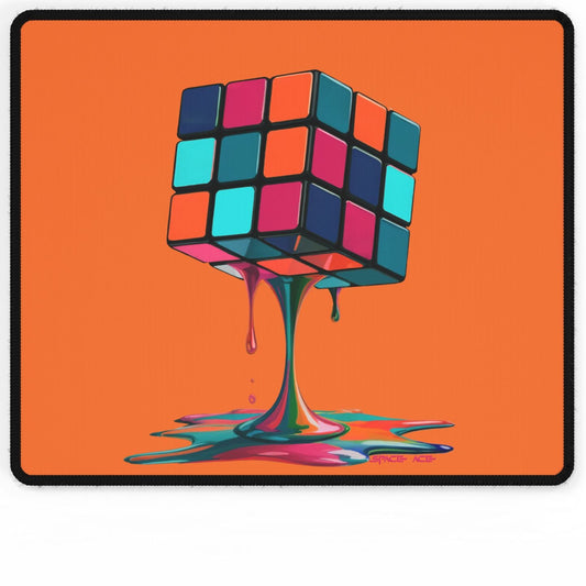 Melting Rubik Cube Desk Mat - Orange Gaming Desk Pad