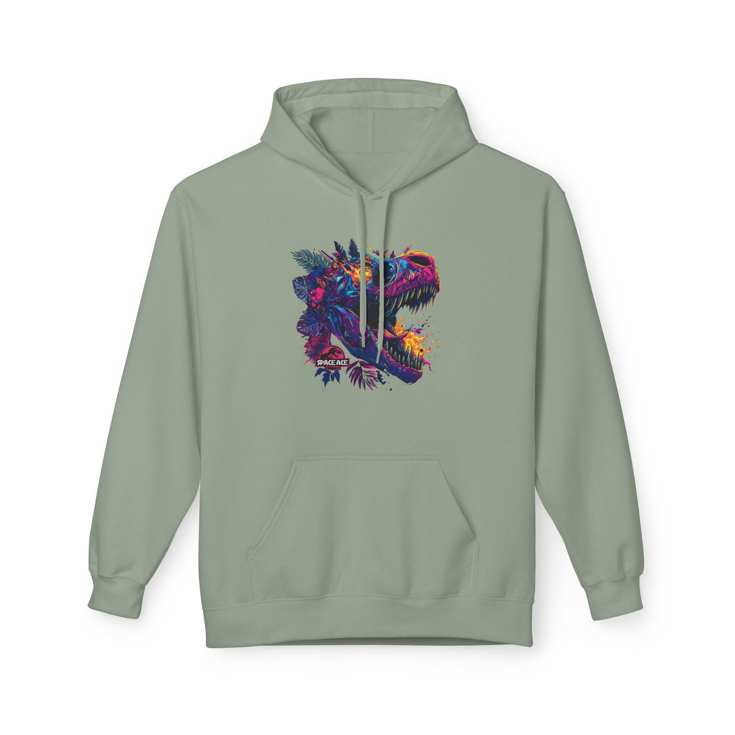 T-Rex Neon Jungle Hoodie — Colorful Dinosaur Graphic Pullover