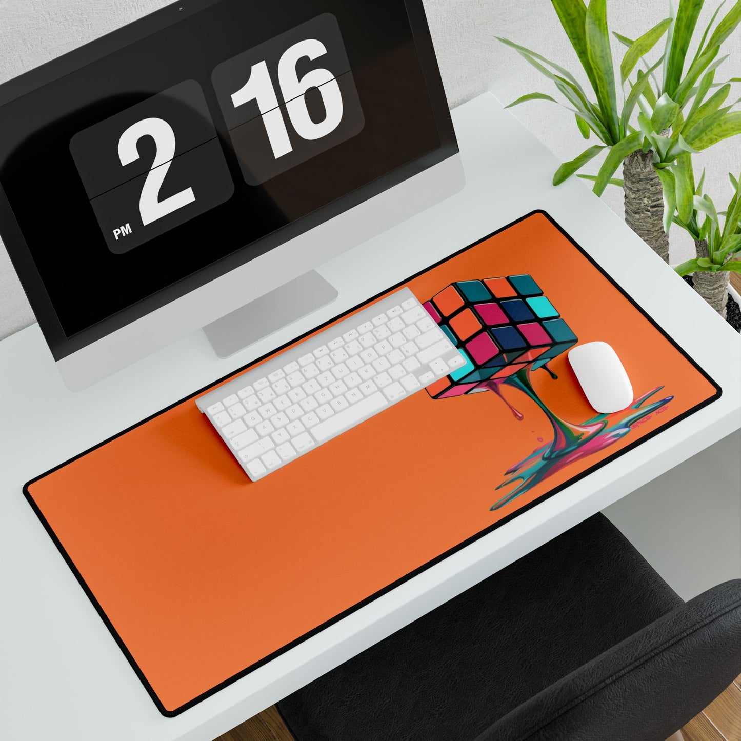 Melting Rubik Cube Desk Mat - Orange Gaming Desk Pad