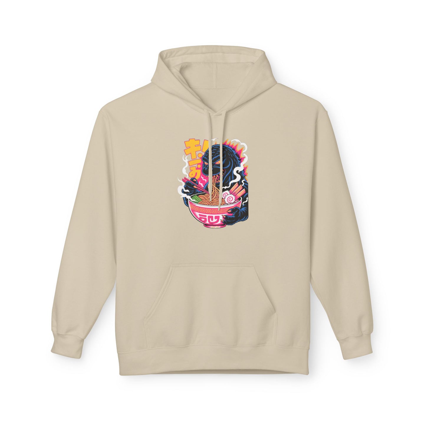 Kaiju Ramen Lover Hoodie — Neon Godzilla Eating Ramen Streetwear