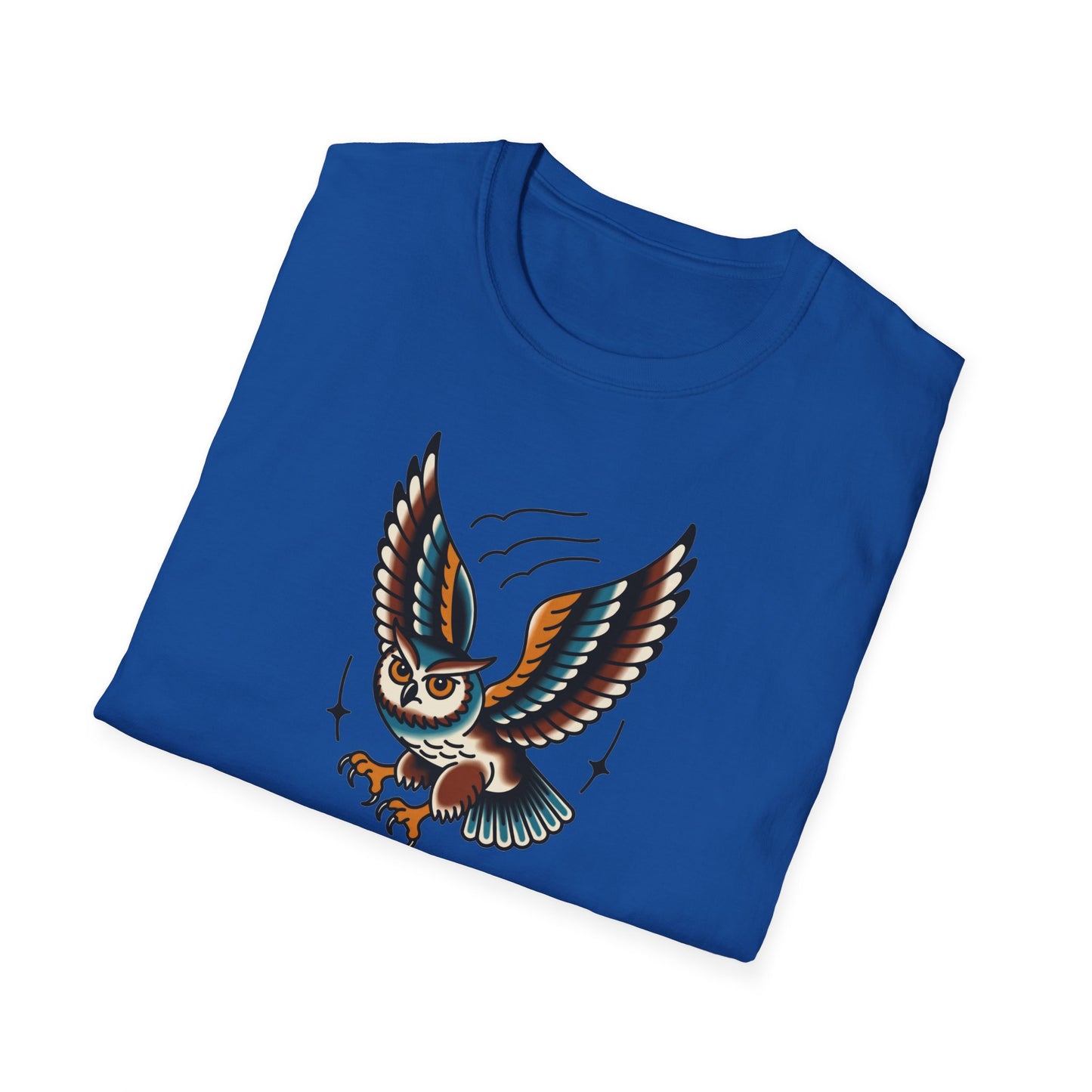 Vintage Owl Illustration T-Shirt - Flying Owl Tattoo Design