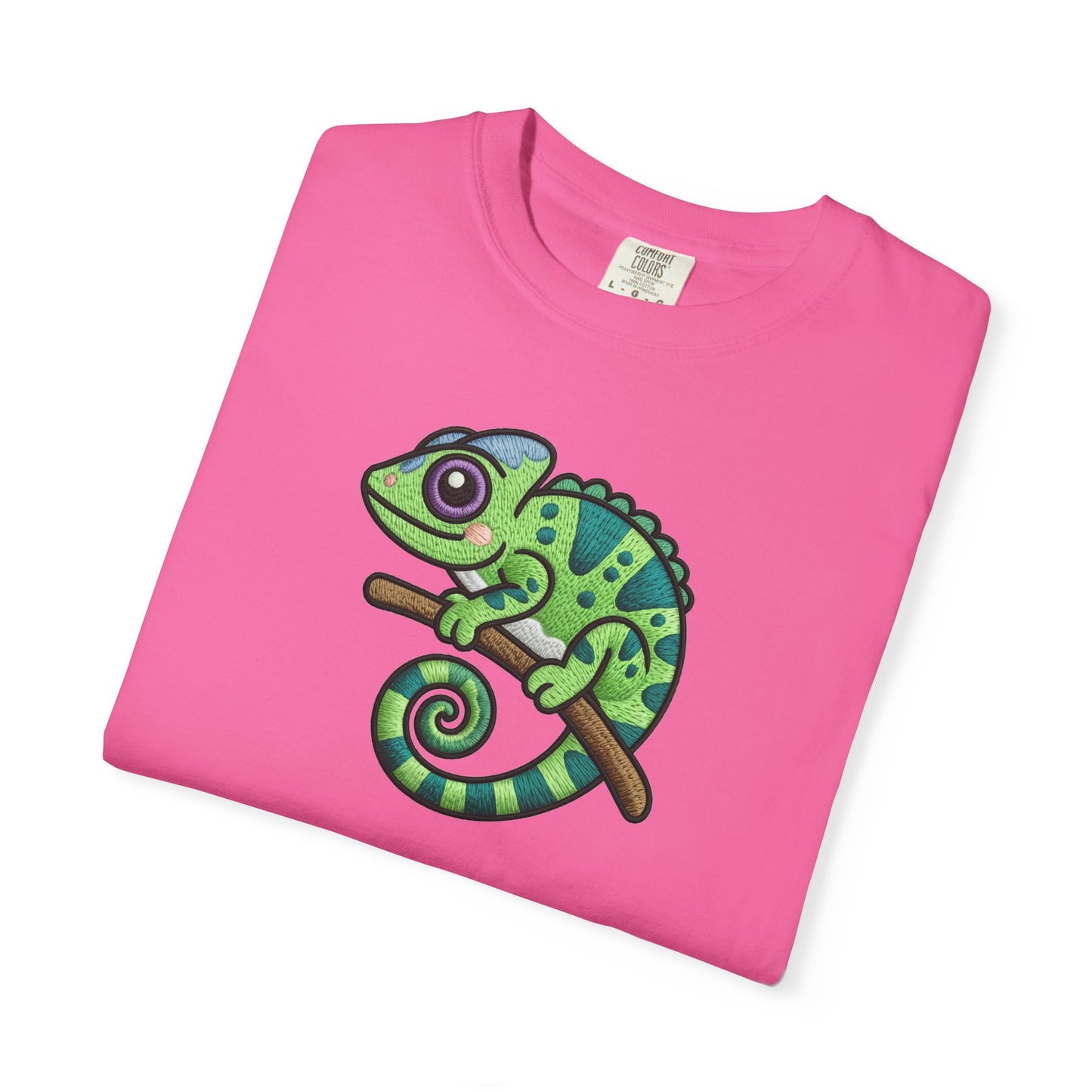 Embroidery Illusion Chameleon Graphic T-Shirt