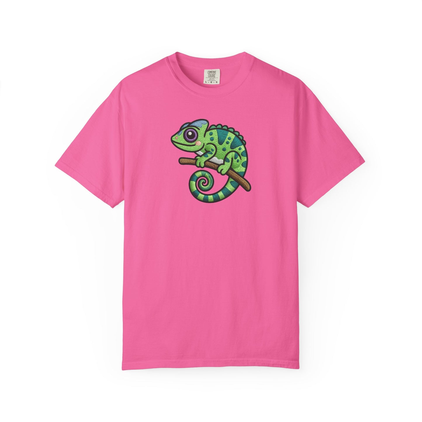Embroidery Illusion Chameleon Graphic T-Shirt