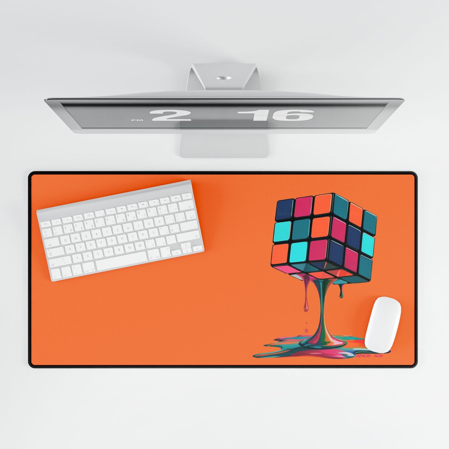 Melting Rubik Cube Desk Mat - Orange Gaming Desk Pad