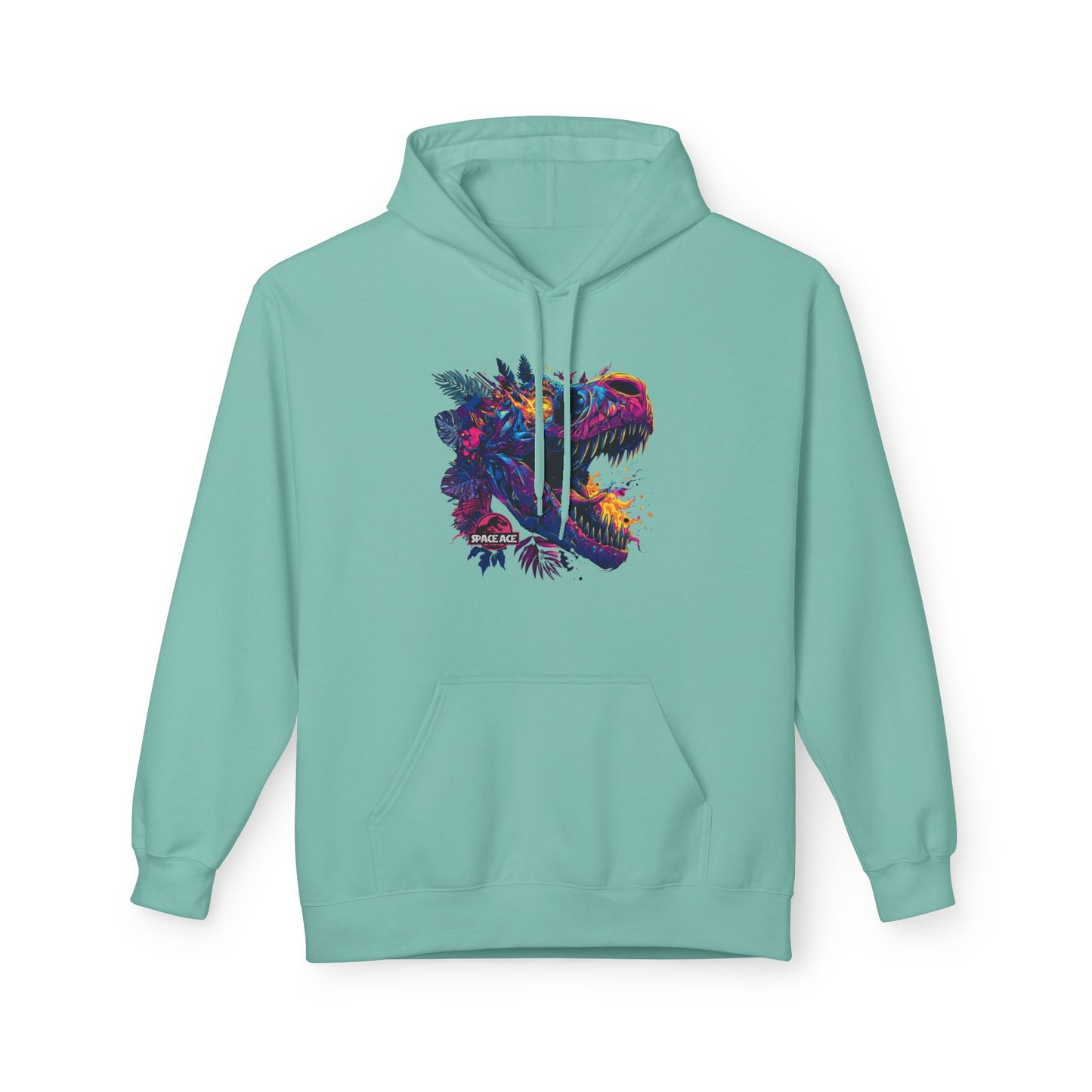 T-Rex Neon Jungle Hoodie — Colorful Dinosaur Graphic Pullover