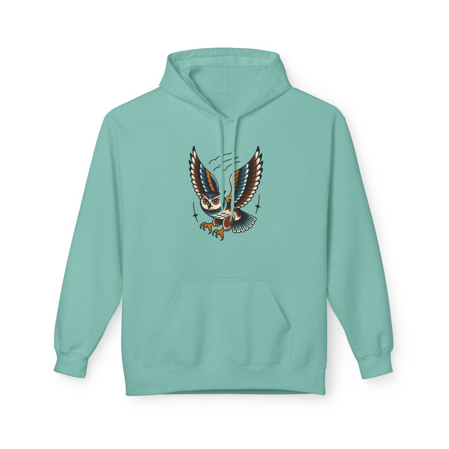 Owl Tattoo Hoodie — Vintage Flying Owl Graphic Pullover
