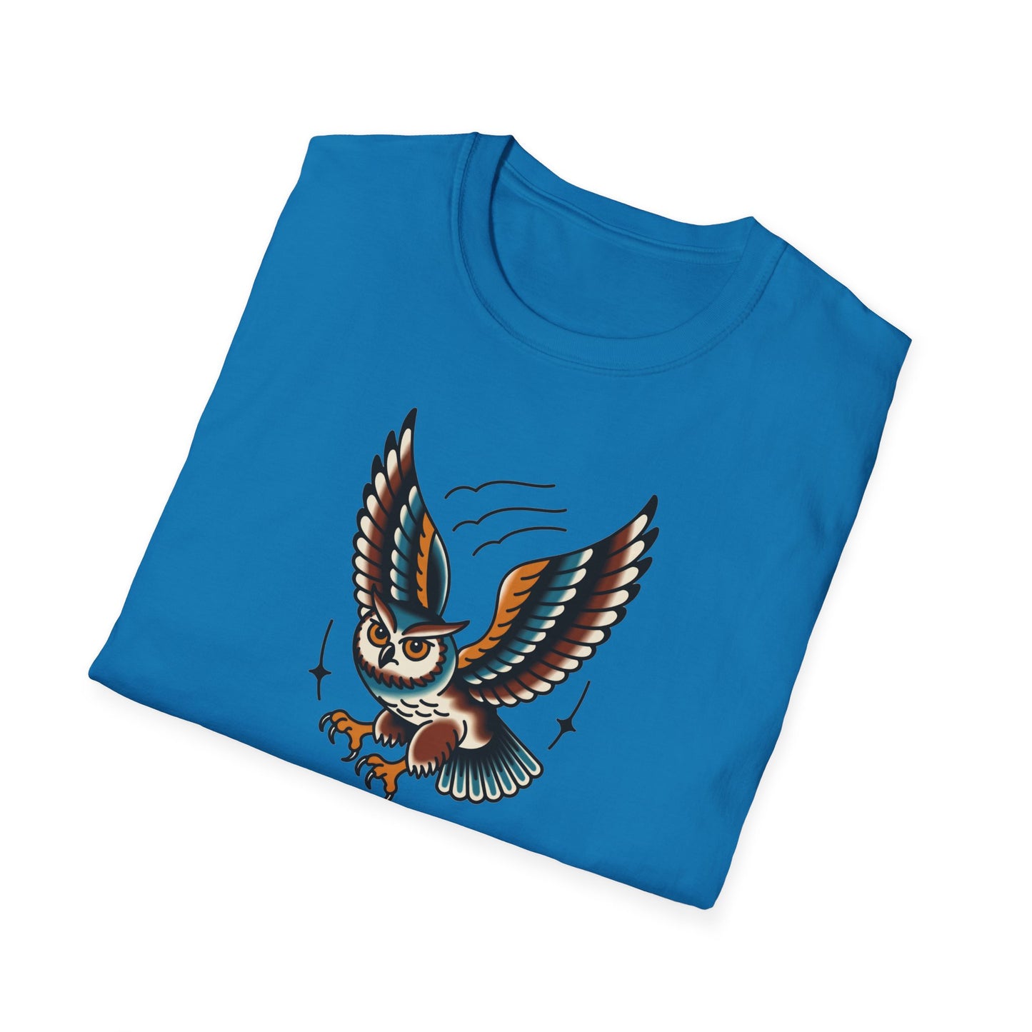 Vintage Owl Illustration T-Shirt - Flying Owl Tattoo Design