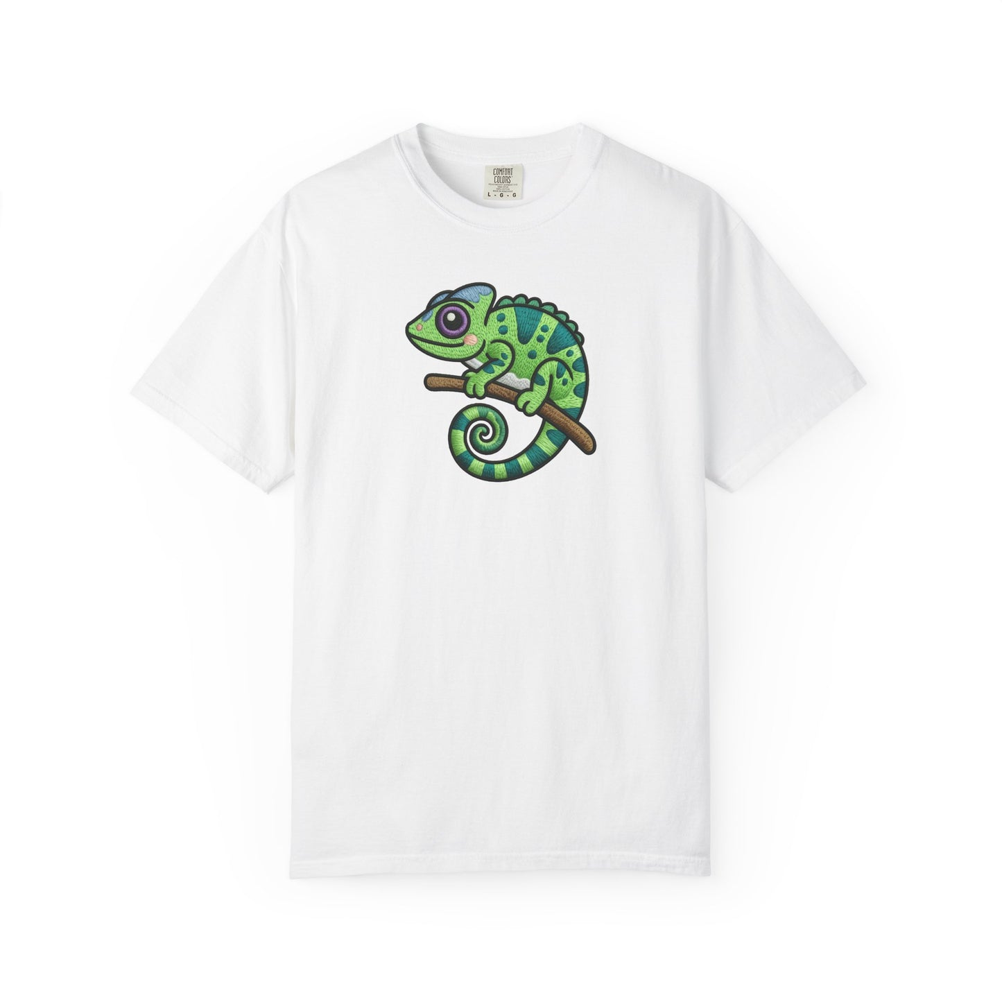 Embroidery Illusion Chameleon Graphic T-Shirt