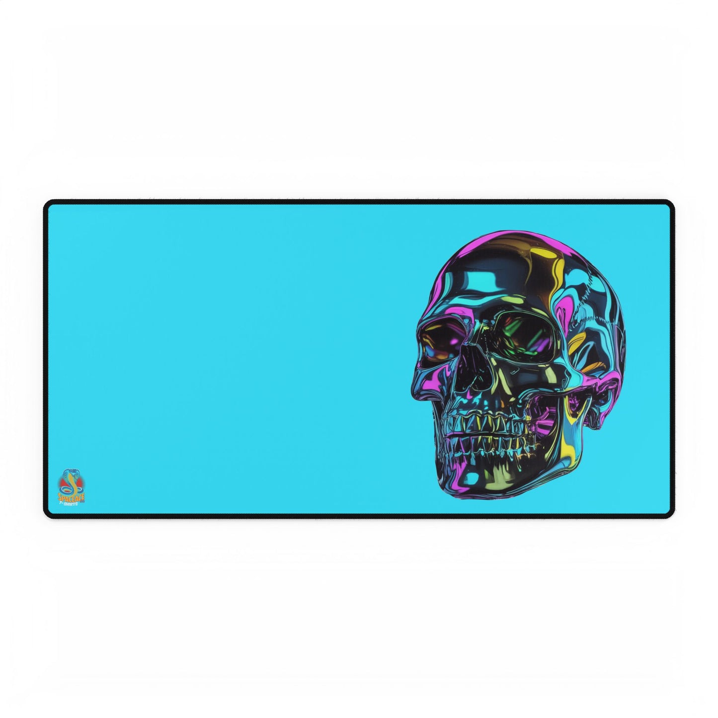 Neon Iridescent Skull Desk Mat Gaming Mouse Pad