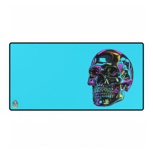Neon Iridescent Skull Desk Mat Gaming Mouse Pad