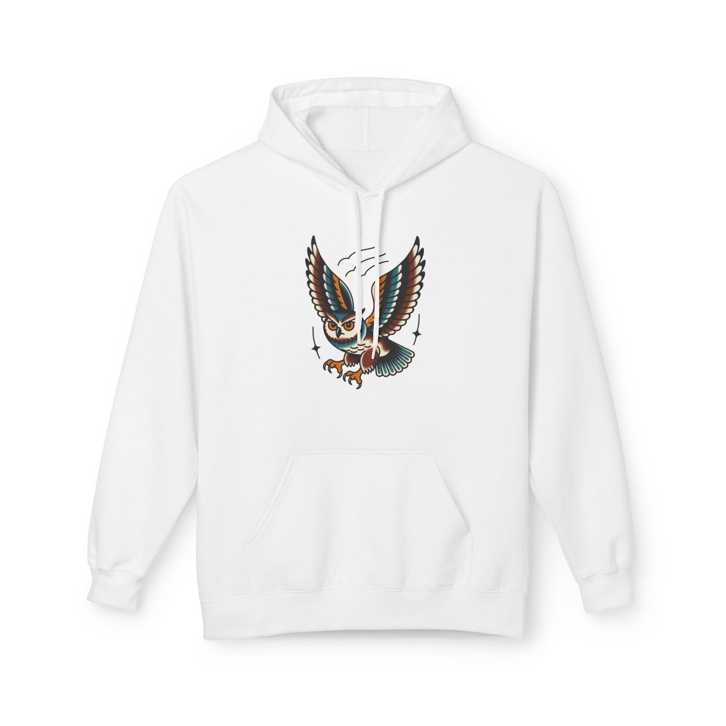 Owl Tattoo Hoodie — Vintage Flying Owl Graphic Pullover