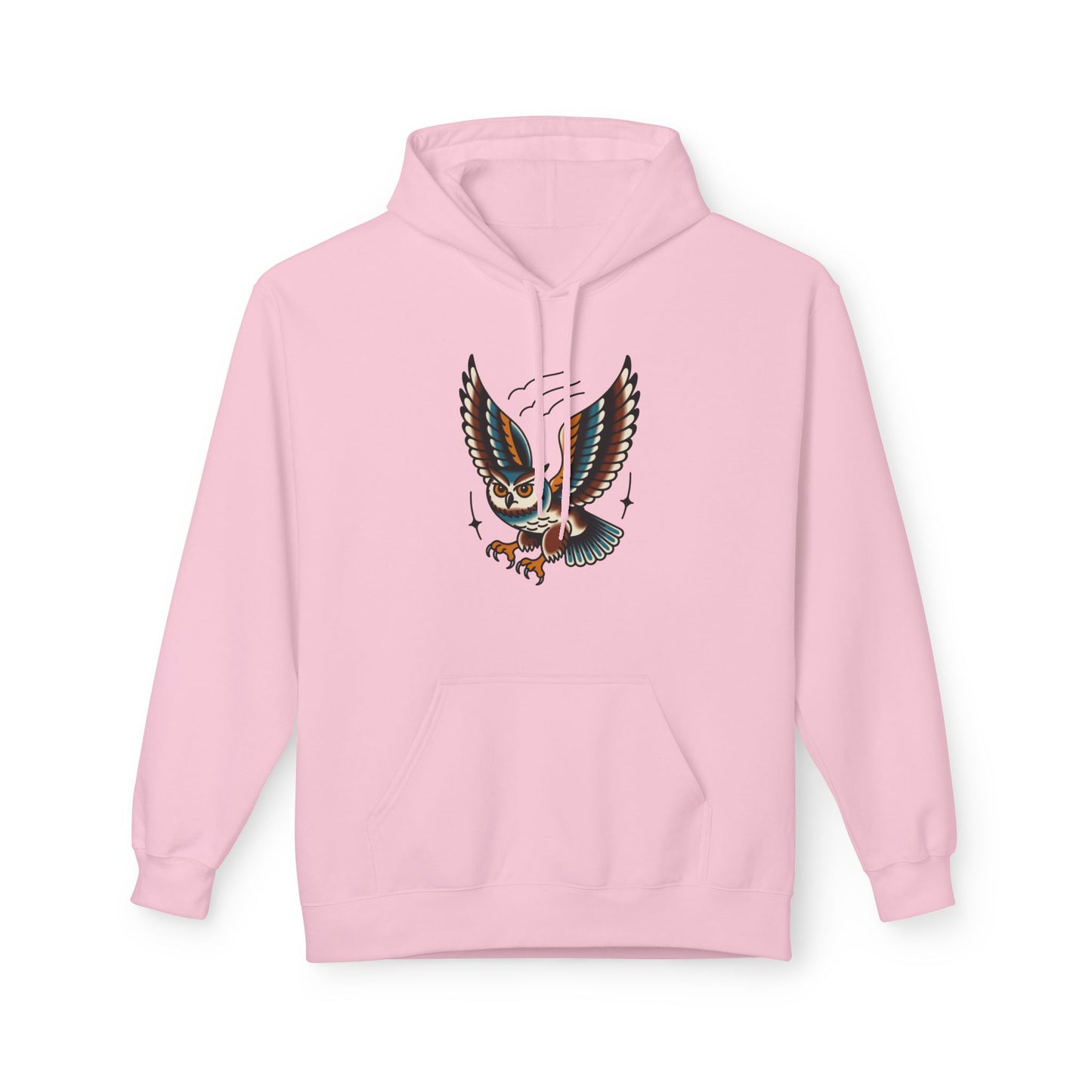 Owl Tattoo Hoodie — Vintage Flying Owl Graphic Pullover