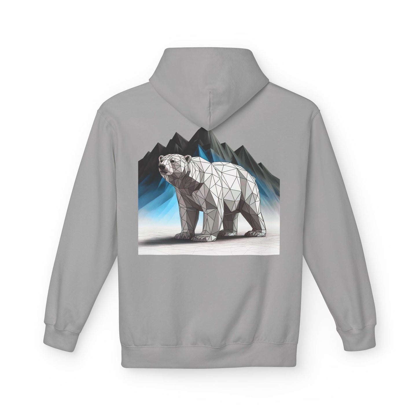 Geometric Polar Bear Hoodie — Mountain Arctic Graphic Sweatshirt