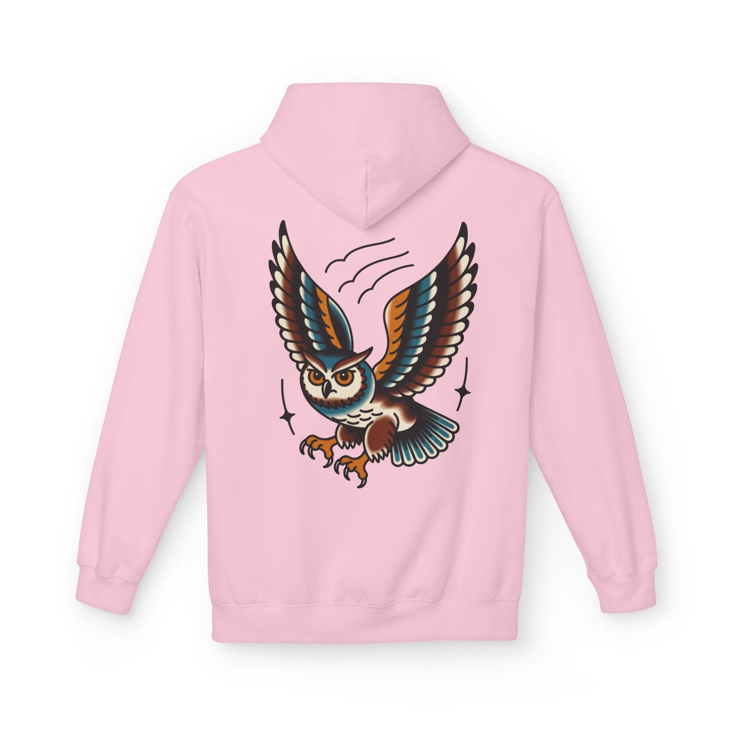 Owl Tattoo Hoodie — Vintage Flying Owl Graphic Pullover
