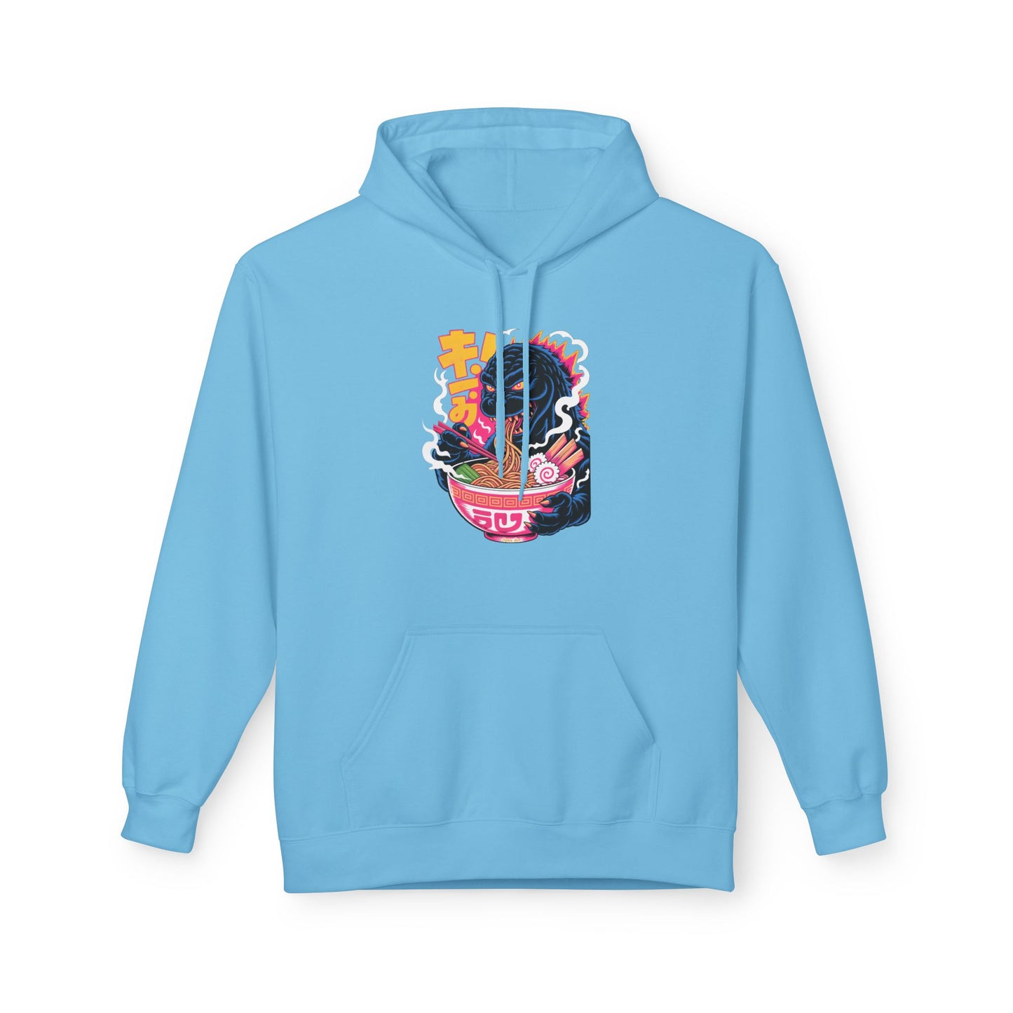 Kaiju Ramen Lover Hoodie — Neon Godzilla Eating Ramen Streetwear
