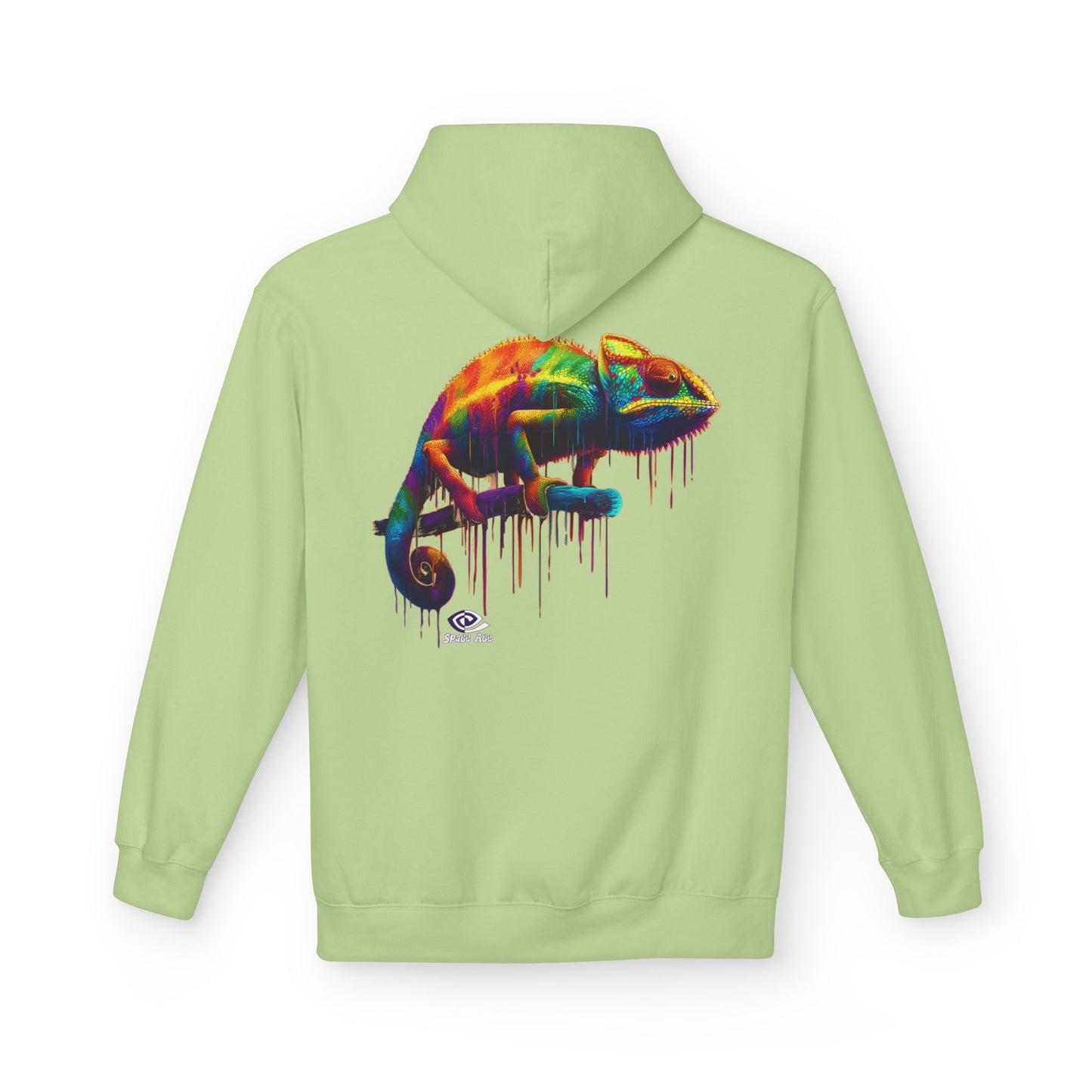 Benchmark Chameleon Hoodie — Colorful Reptile Art
