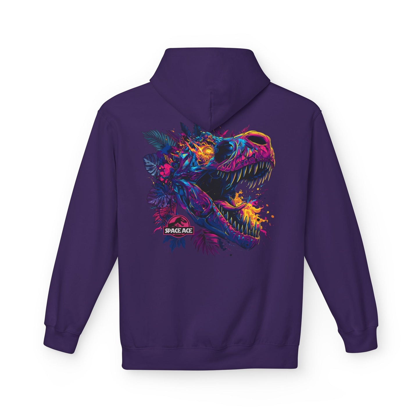 T-Rex Neon Jungle Hoodie — Colorful Dinosaur Graphic Pullover