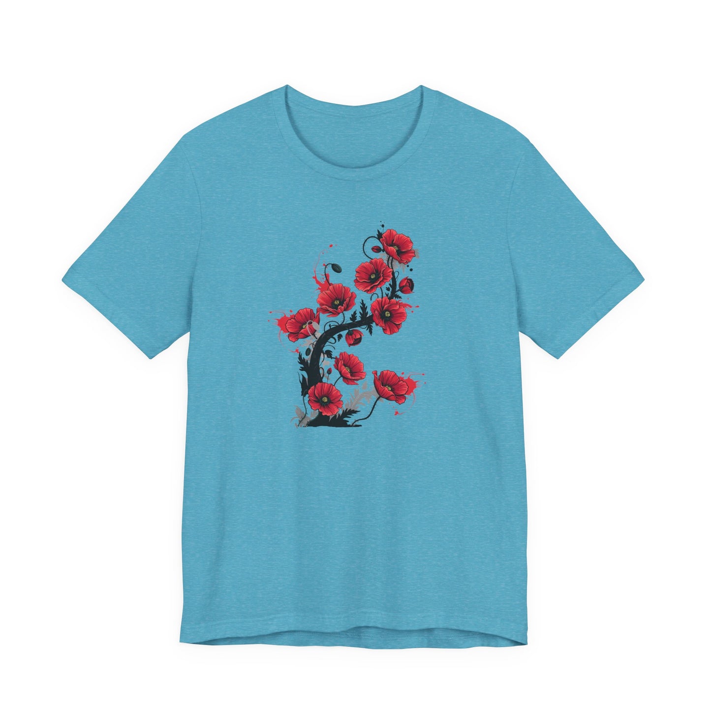 Red Poppies Graphic Tee , Casual Wear, Gift for Plant Lovers, Birthday Gift, Festival Apparel